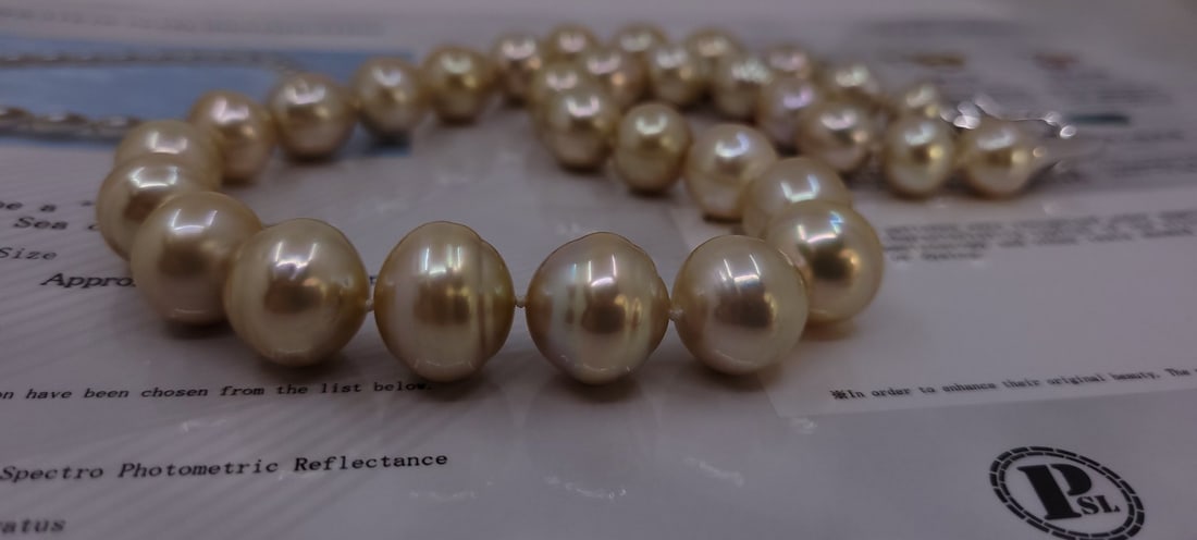 Necklace PSL Certified Australian South Sea Pearls - Huge Size - 12.0x16.1mm - 11