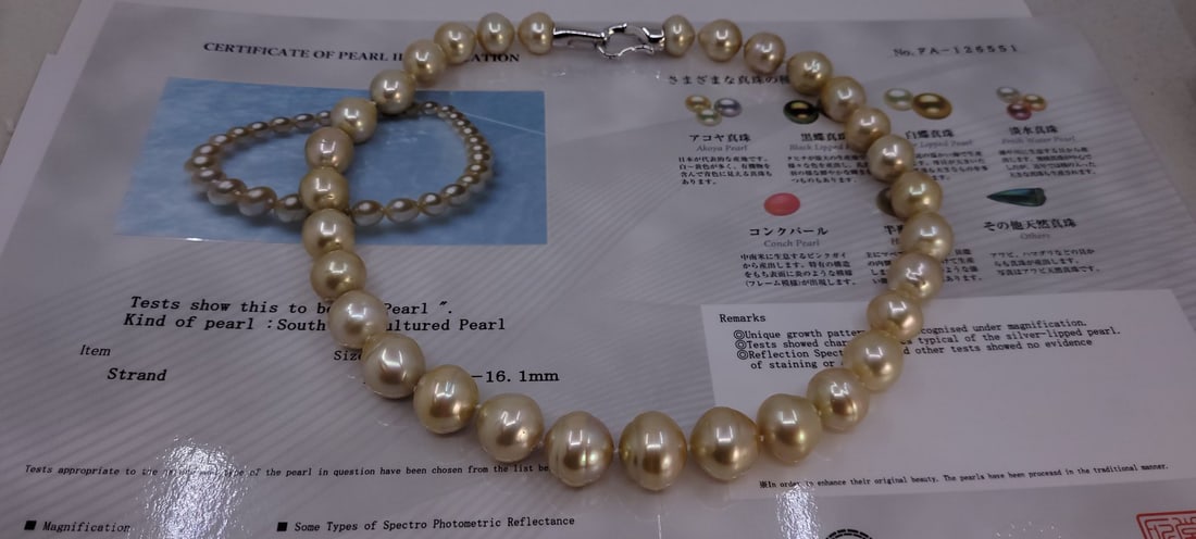 Necklace PSL Certified Australian South Sea Pearls - Huge Size - 12.0x16.1mm - 9