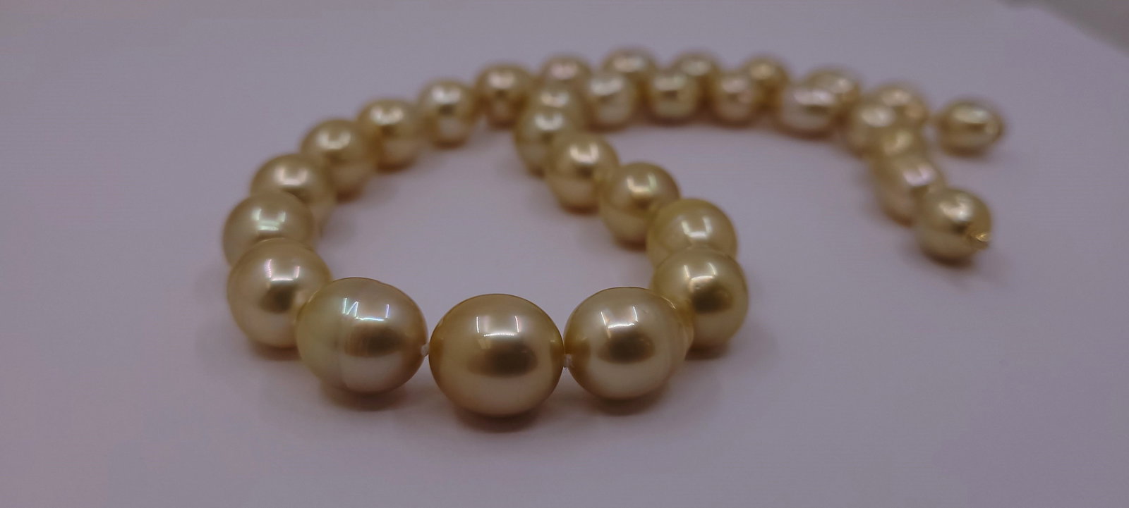 Necklace PSL Certified Deep Golden South Sea Pearls - 10.0x12.5mm - 14
