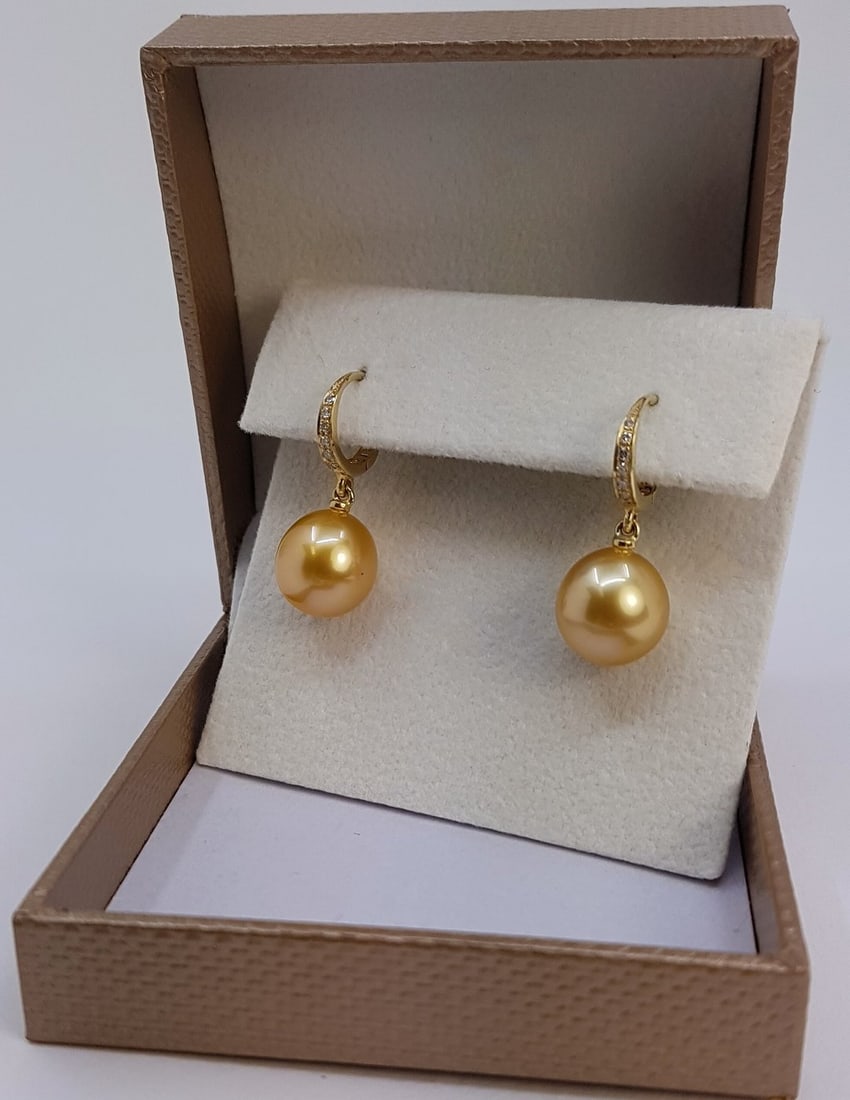 Earrings - 14 kt. Yellow gold - 0.09ct. tw. - 10x11mm - 4