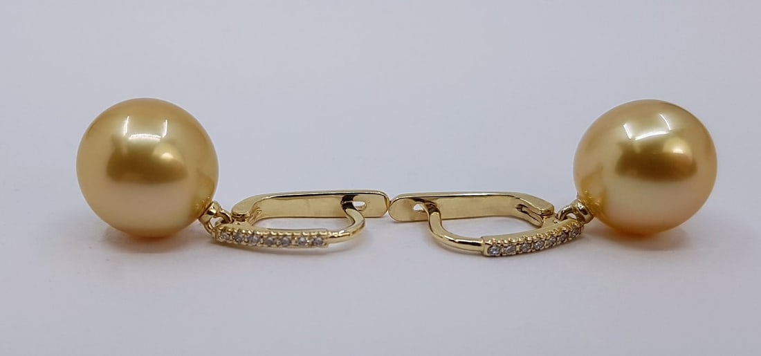 Earrings - 14 kt. Yellow gold - 0.11ct. tw. - 11x12mm - 5