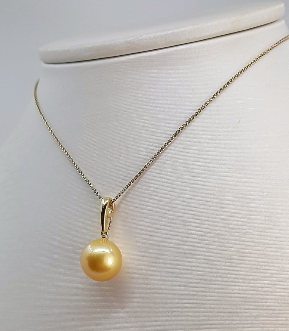Necklace with pendant - 14 kt. Yellow gold - 11x12mm South Sea Pearl - 2