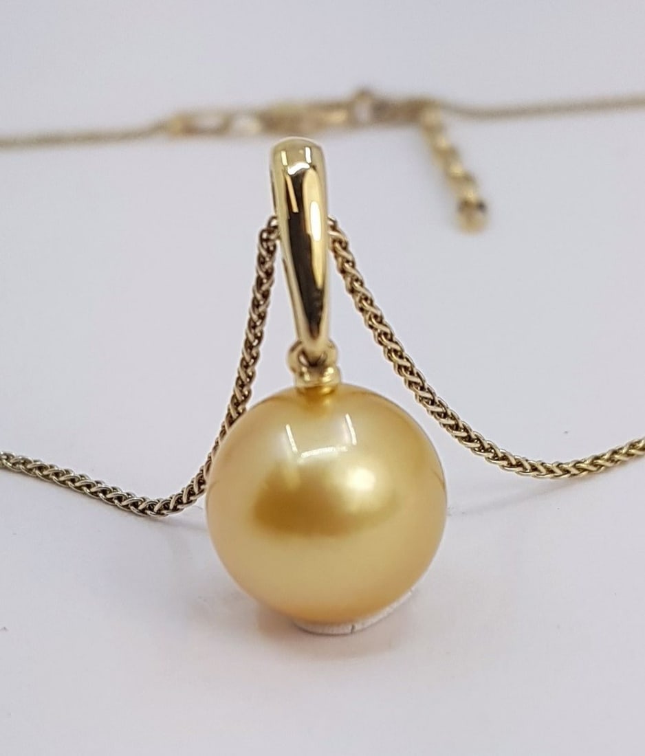 Necklace with pendant - 14 kt. Yellow gold - 11x12mm South Sea Pearl - 5