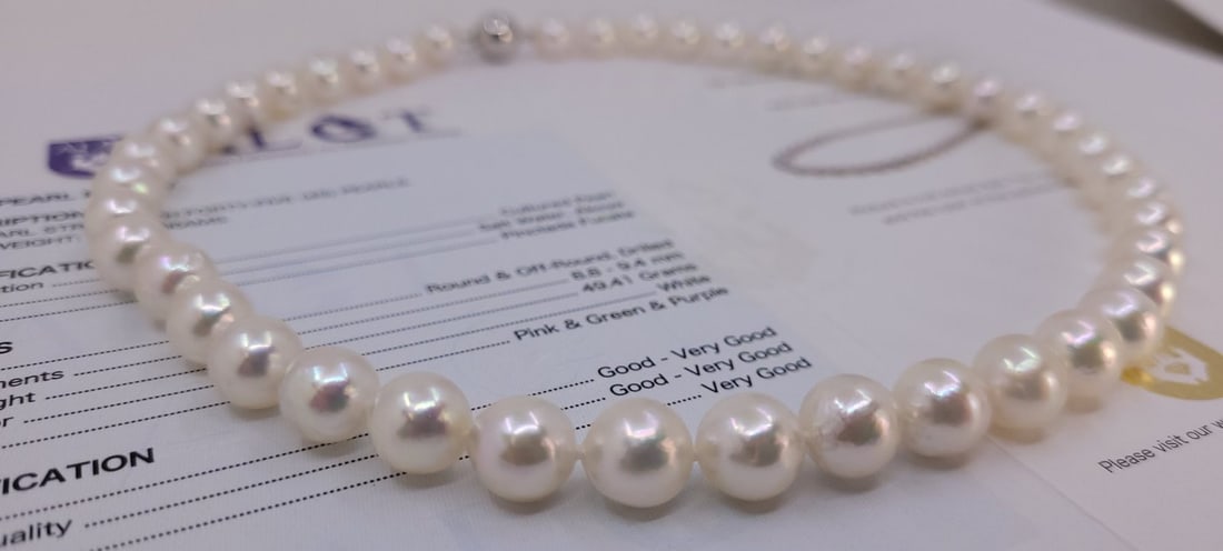 ALGT Certified Akoya Pearls - 8.9x9.4mm - 12