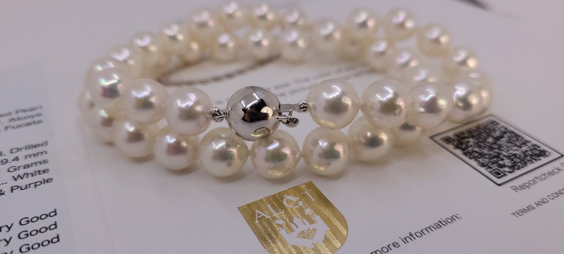 ALGT Certified Akoya Pearls - 8.9x9.4mm - 9