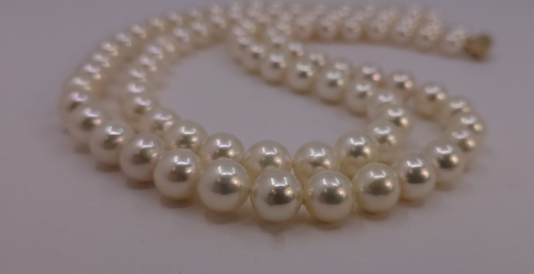 Necklace - 14 kt. Yellow gold - 8.5x9mm Akoya Pearls - 10