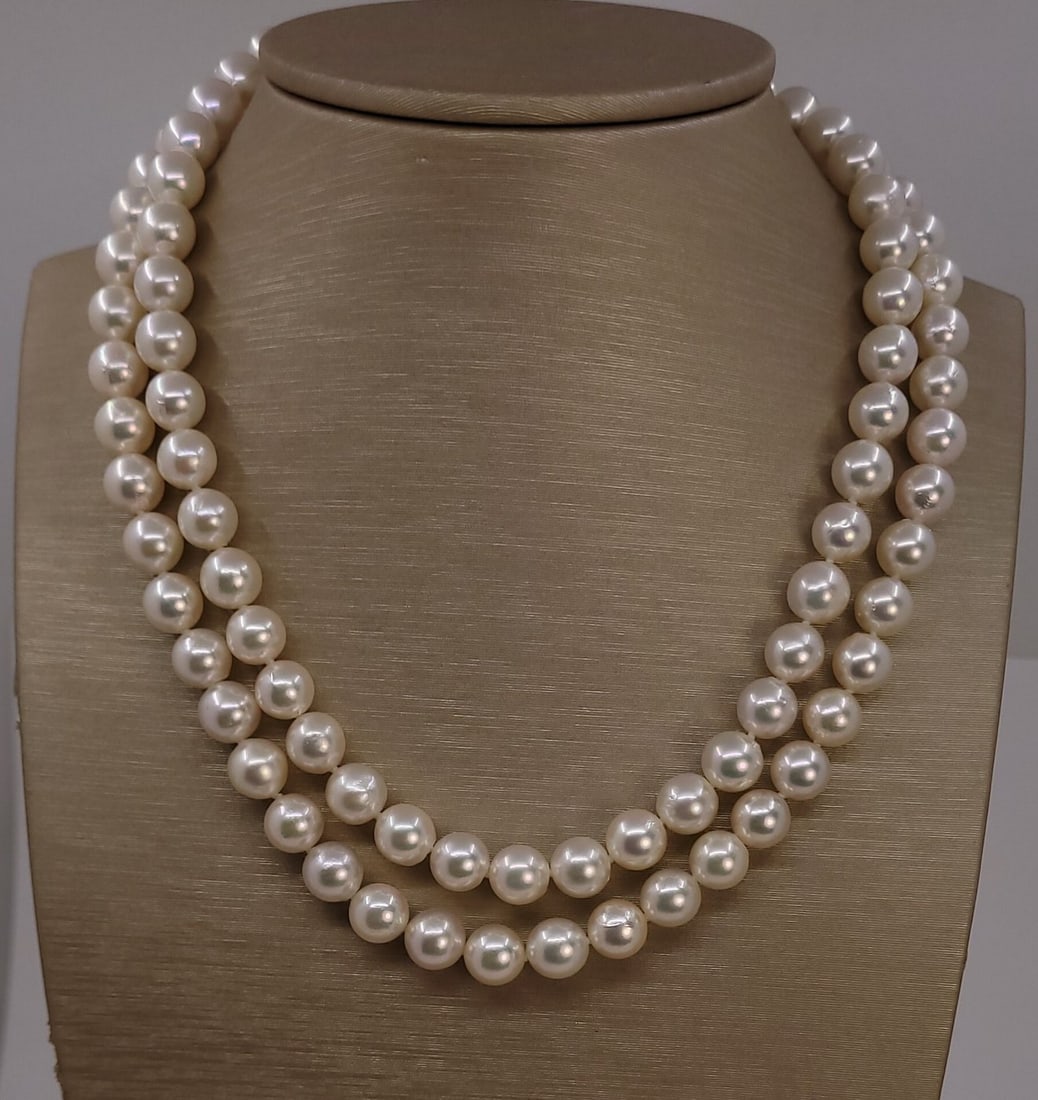 Necklace - 14 kt. Yellow gold - 8.5x9mm Akoya Pearls - 6