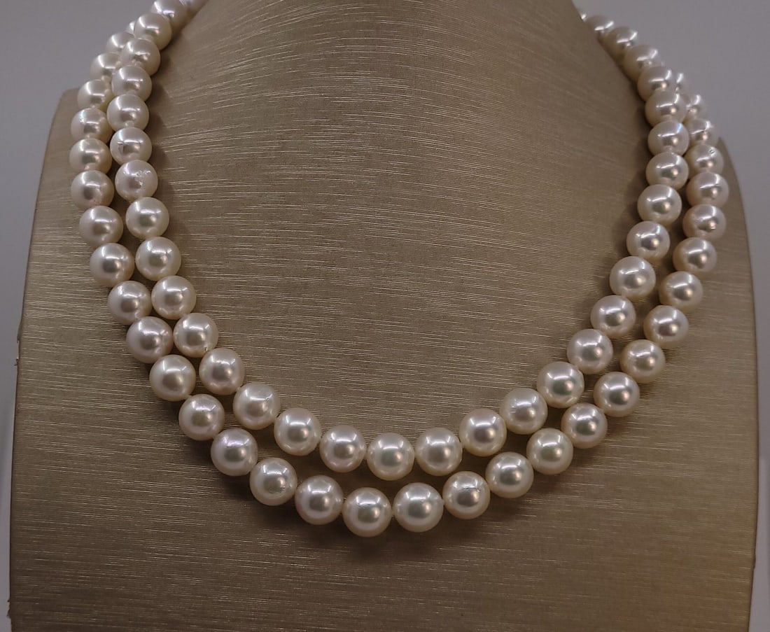 Necklace - 14 kt. Yellow gold - 8.5x9mm Akoya Pearls - 7