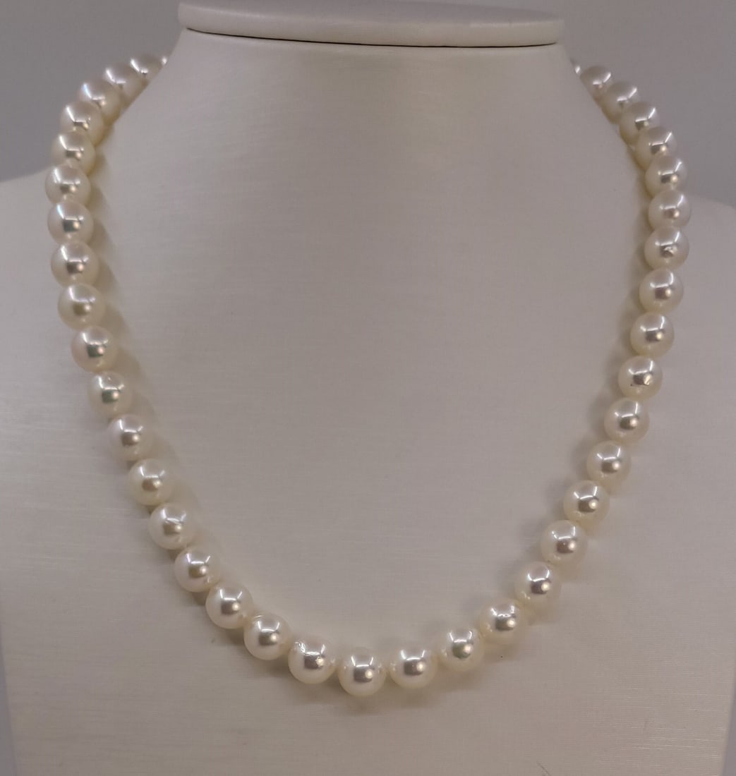 Necklace 8x8.5mm Bright Akoya pearls - 3