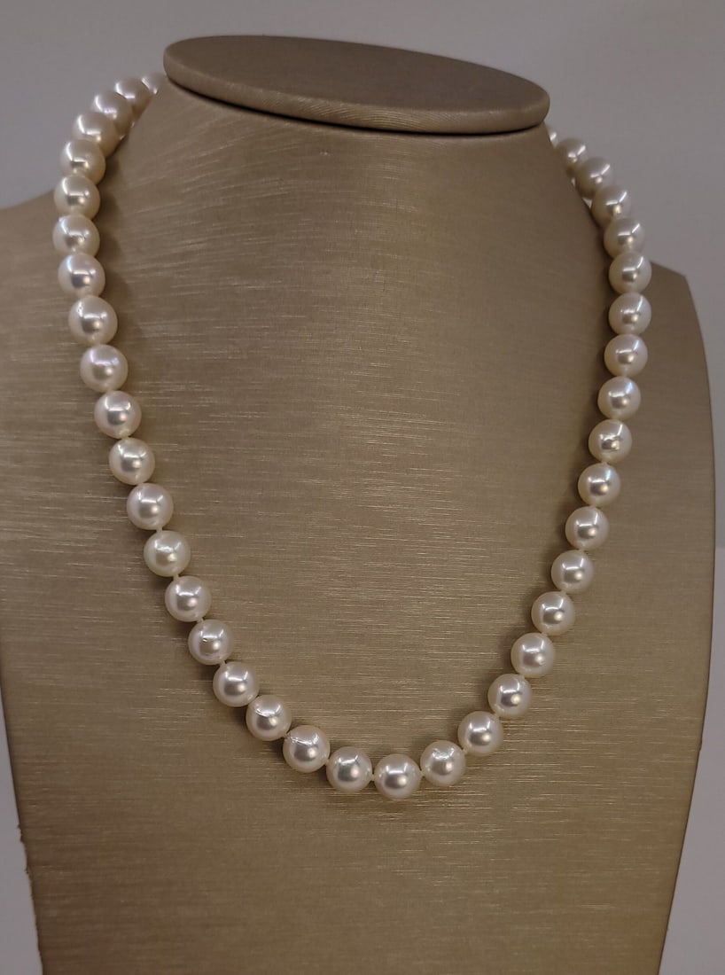 Necklace 8x8.5mm Bright Akoya pearls - 6