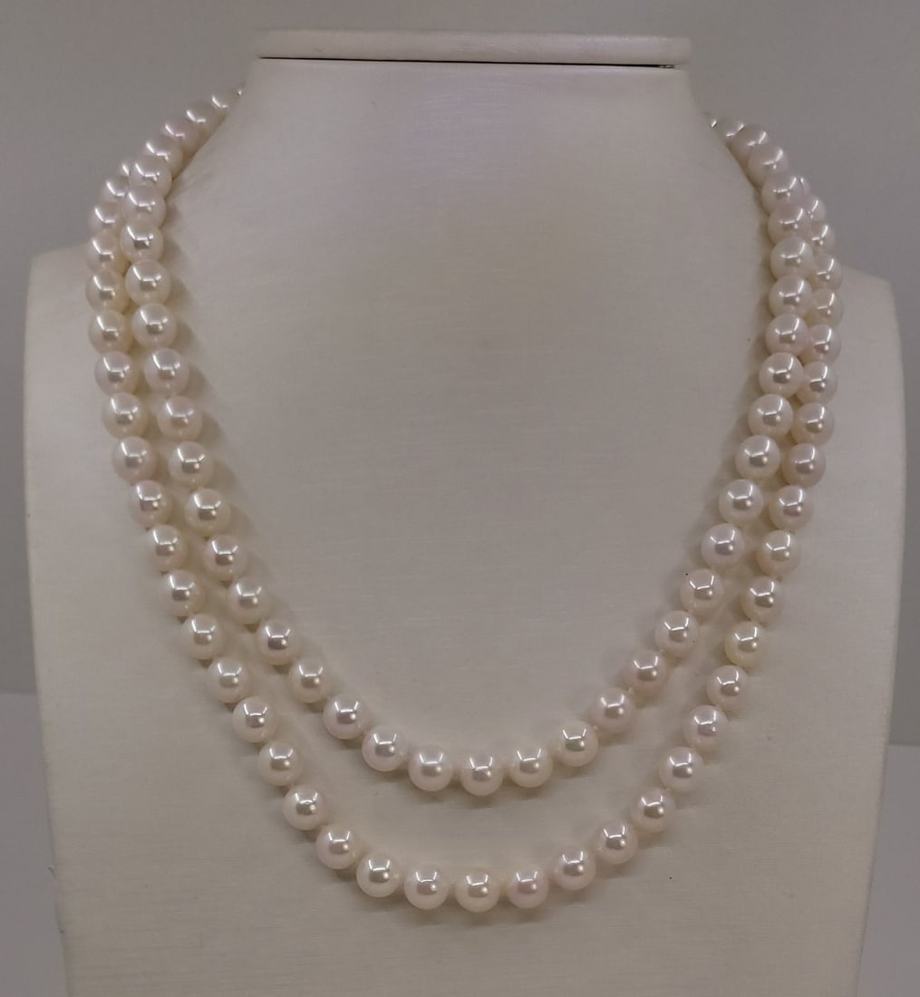Necklace 7x7.5mm Double Akoya Pearls - 3