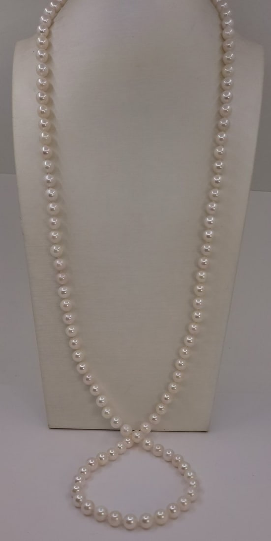 Necklace 7x7.5mm Double Akoya Pearls - 4