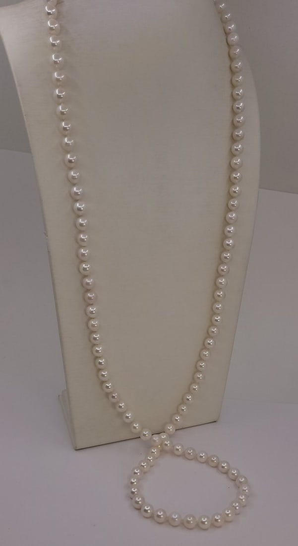 Necklace 7x7.5mm Double Akoya Pearls - 5