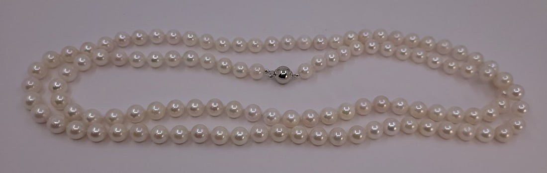Necklace 7x7.5mm Double Akoya Pearls - 6