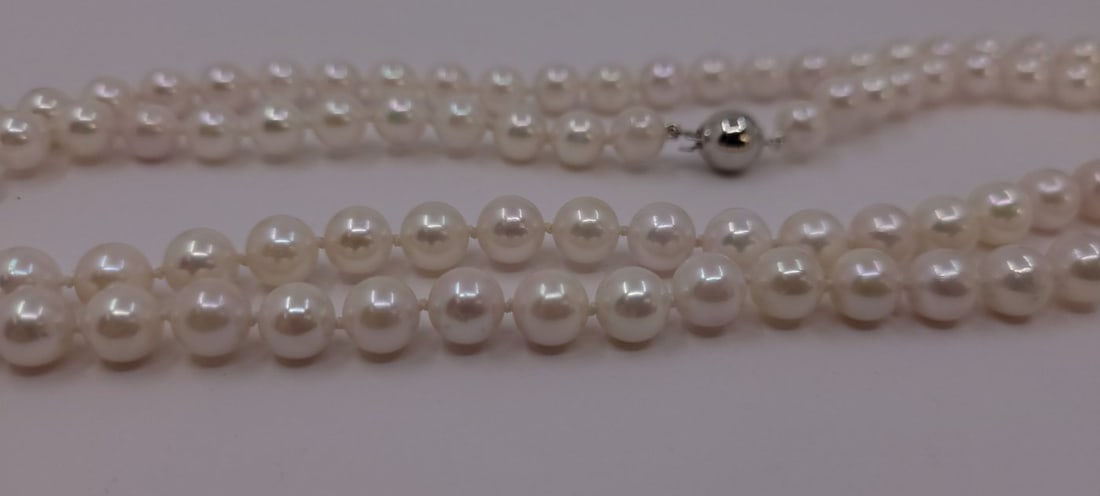 Necklace 7x7.5mm Double Akoya Pearls - 7