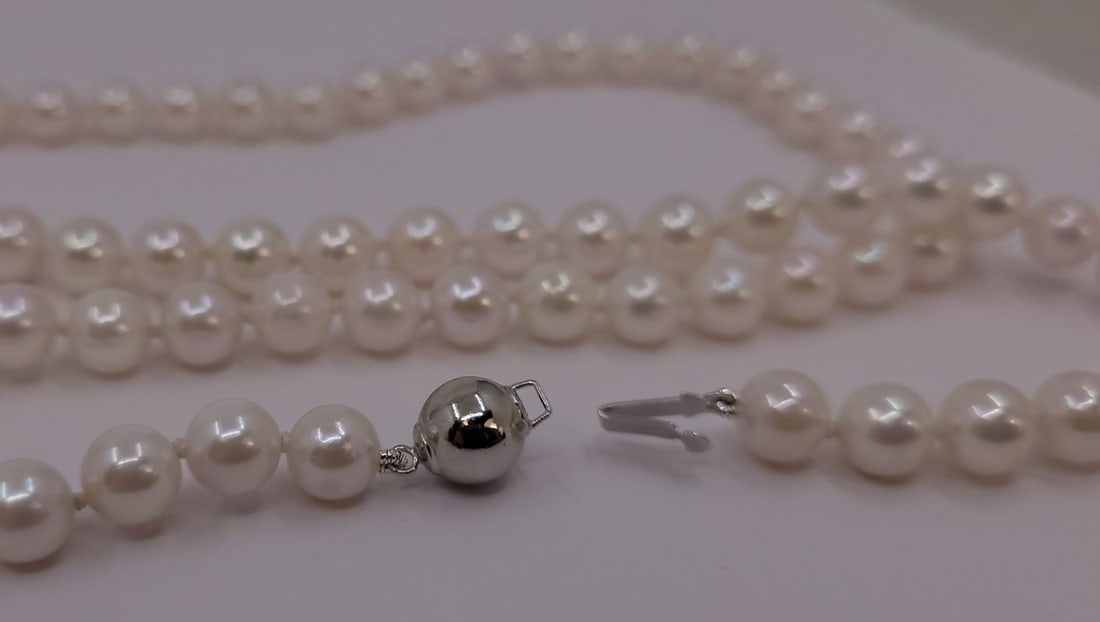 Necklace 7x7.5mm Double Akoya Pearls - 9