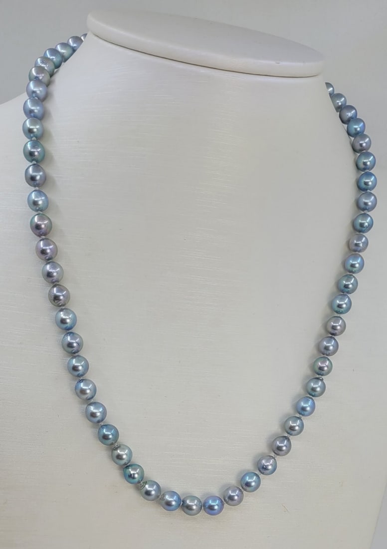Necklace 6x6.5mm Silvery Akoya Pearls - 2