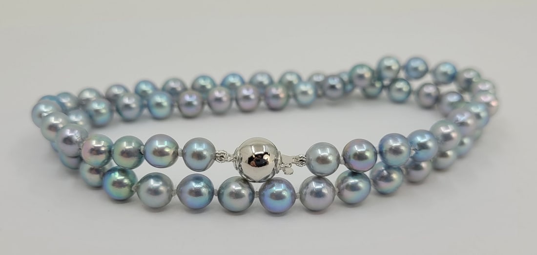 Necklace 6x6.5mm Silvery Akoya Pearls - 3