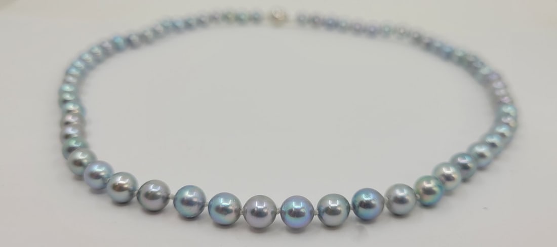 Necklace 6x6.5mm Silvery Akoya Pearls - 4