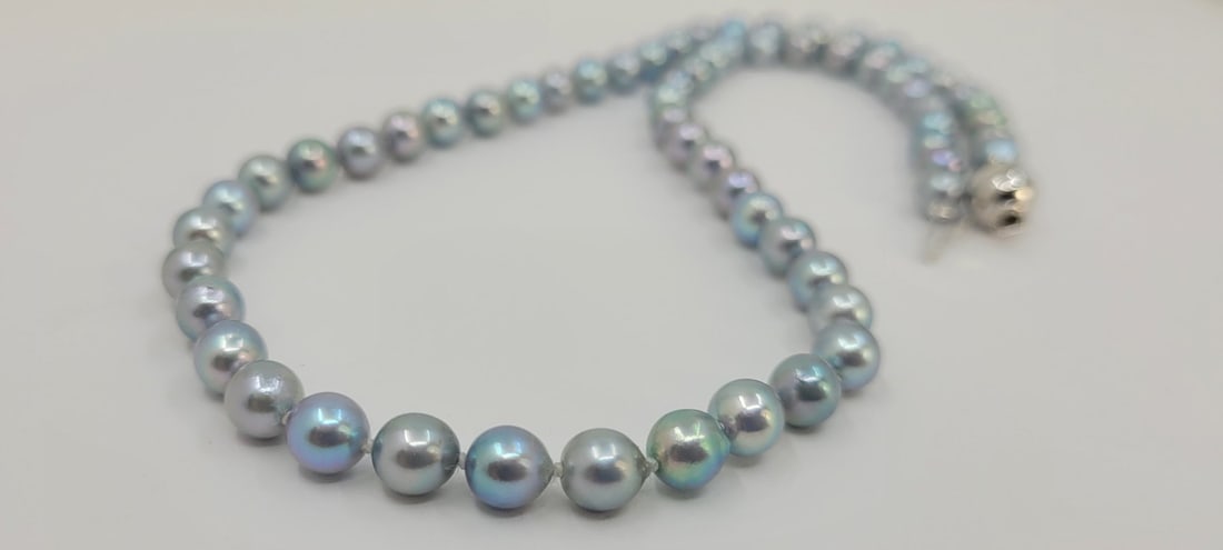 Necklace 6x6.5mm Silvery Akoya Pearls - 5