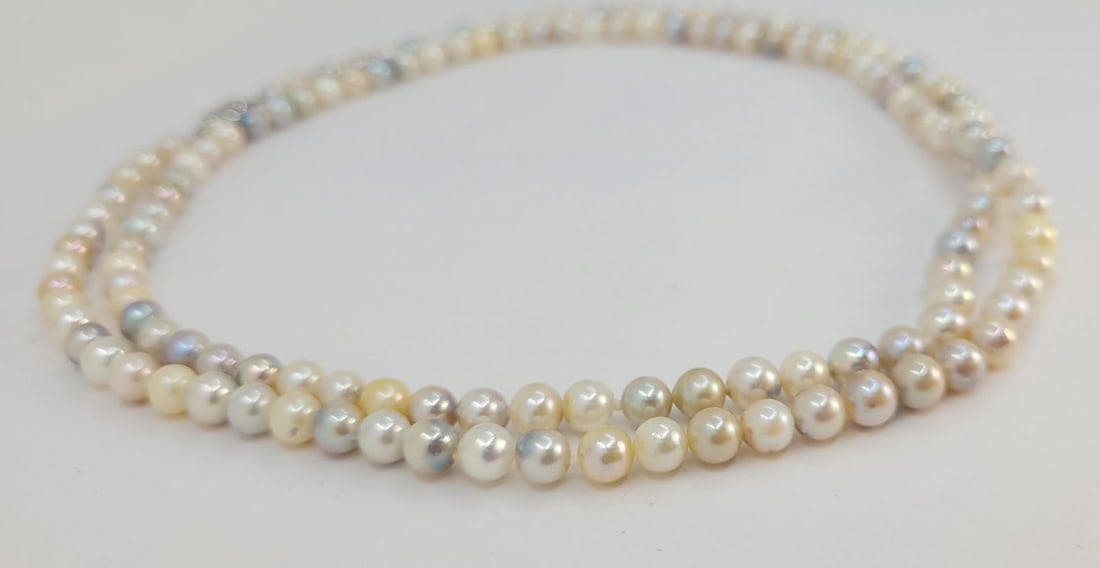 Necklace 5.5x6mm Multi Akoya And Golden Pearls - 10