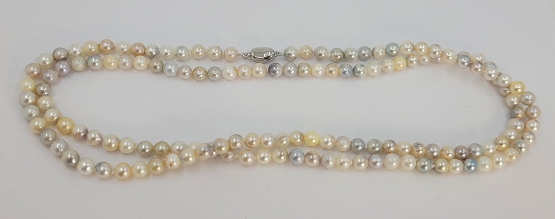 Necklace 5.5x6mm Multi Akoya And Golden Pearls - 11