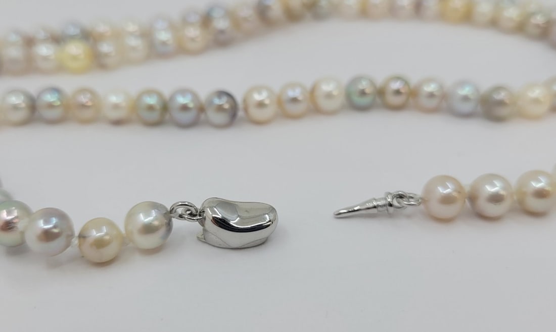 Necklace 5.5x6mm Multi Akoya And Golden Pearls - 12