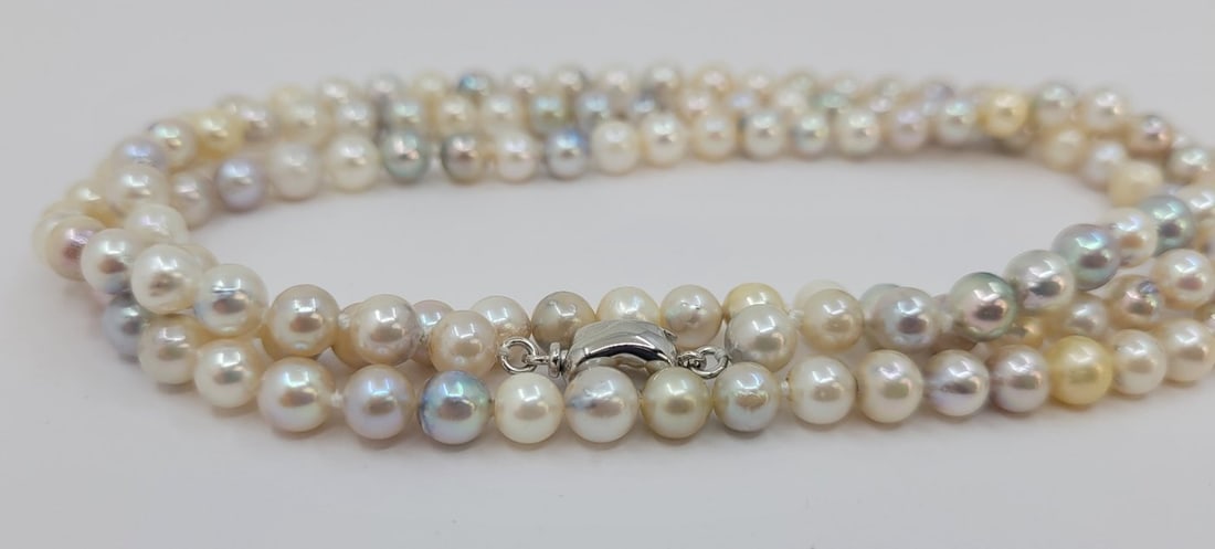 Necklace 5.5x6mm Multi Akoya And Golden Pearls - 13