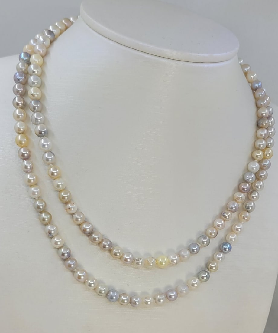 Necklace 5.5x6mm Multi Akoya And Golden Pearls - 3