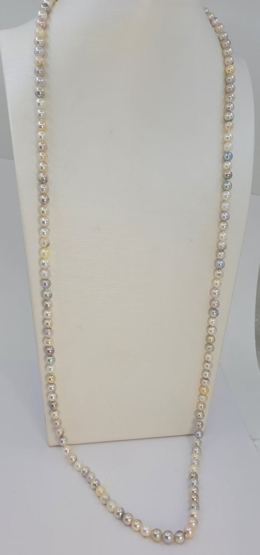 Necklace 5.5x6mm Multi Akoya And Golden Pearls - 6
