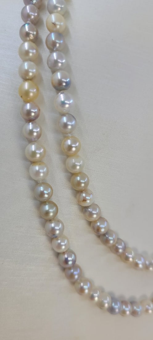 Necklace 5.5x6mm Multi Akoya And Golden Pearls - 8