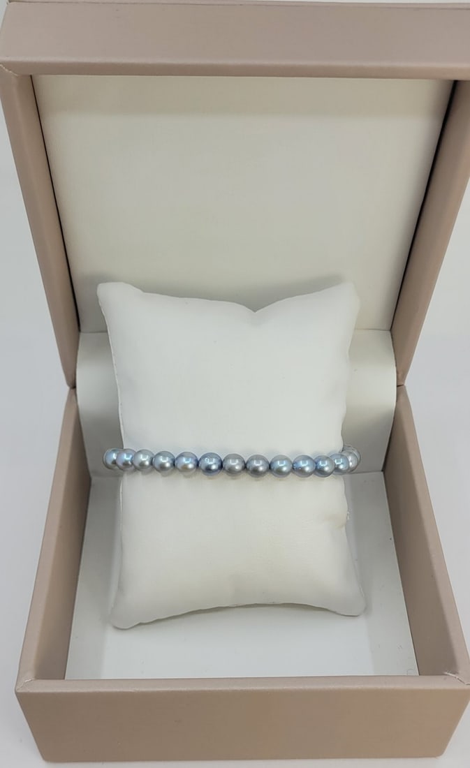 No Reserve Price - Bracelet 6x6.5mm Silvery Akoya Pearls - 3