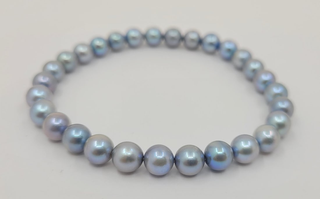 No Reserve Price - Bracelet 6x6.5mm Silvery Akoya Pearls - 4