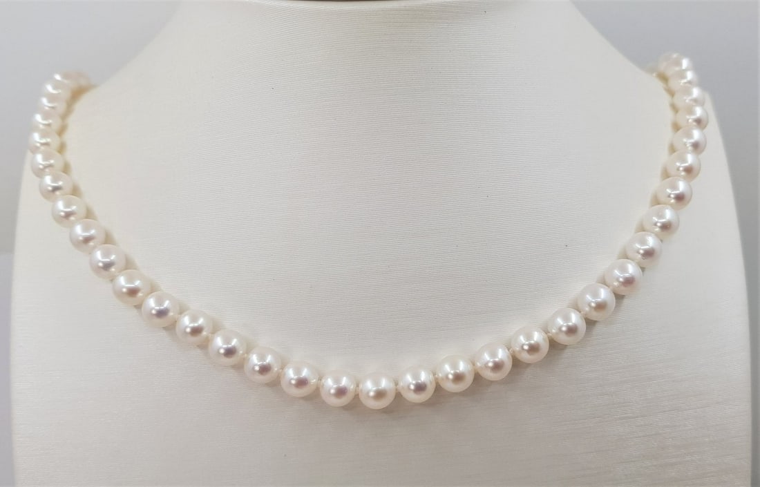 6.5x7mm Bright Akoya pearls - Necklace - 4