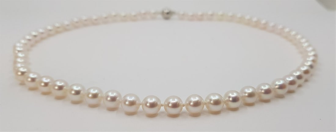 6.5x7mm Bright Akoya pearls - Necklace - 5