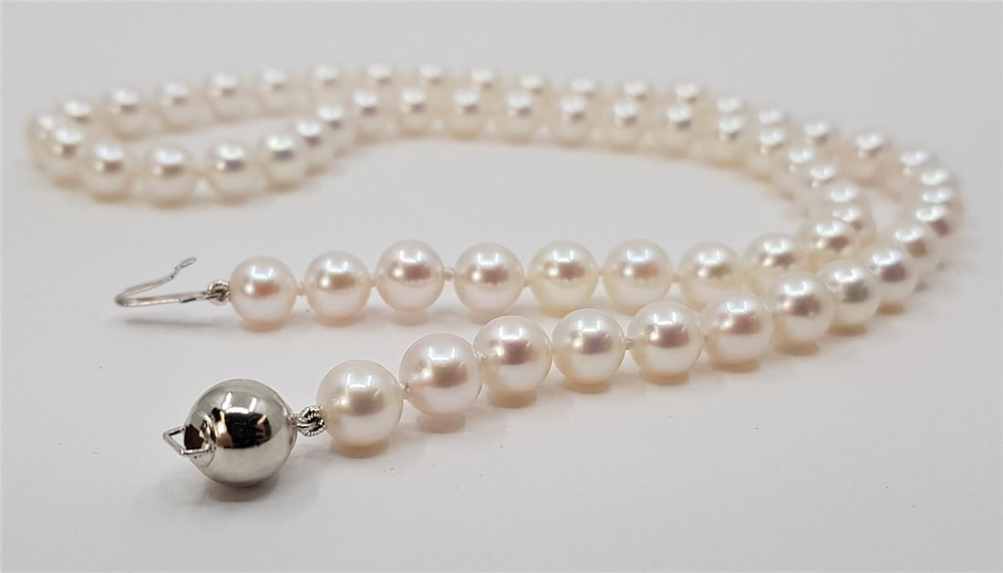 6.5x7mm Bright Akoya pearls - Necklace - 7