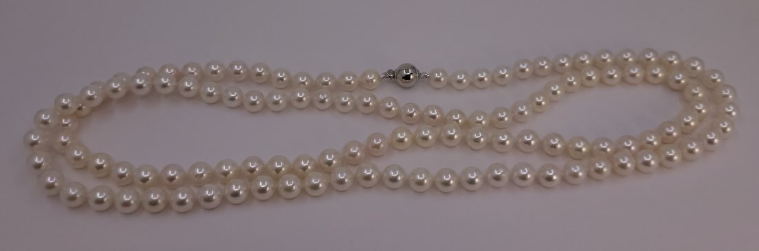 Necklace 6.5x7mm Double Akoya Pearls - 11