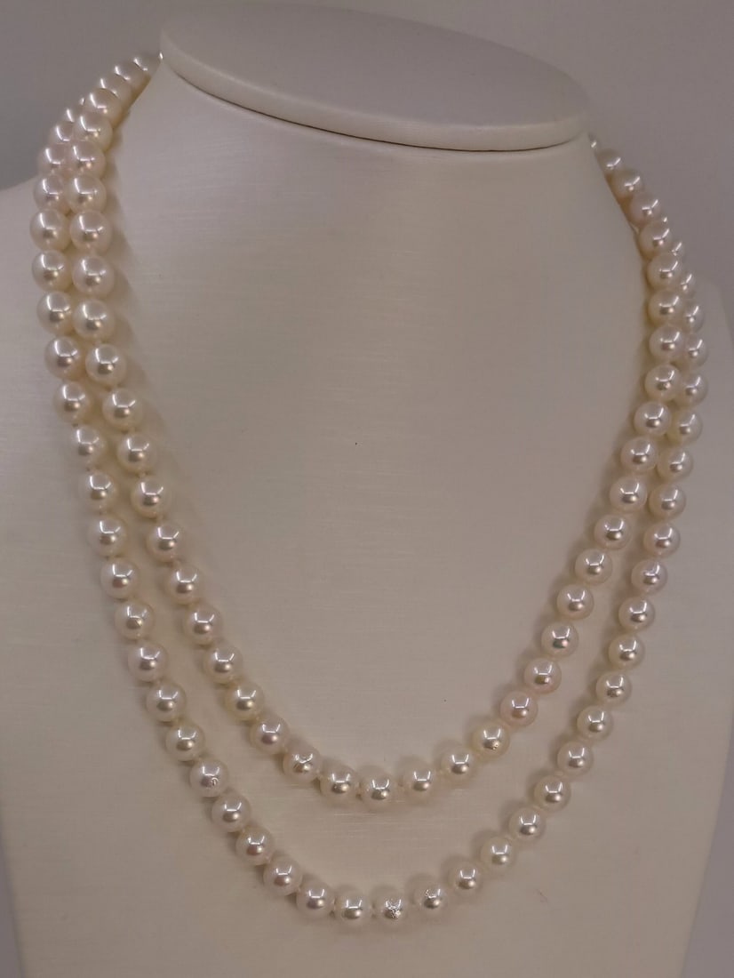 Necklace 6.5x7mm Double Akoya Pearls - 2