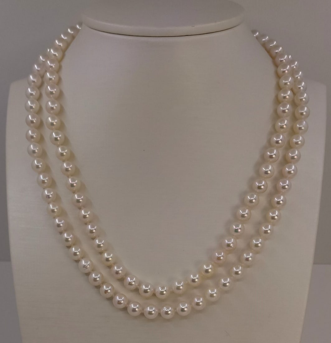 Necklace 6.5x7mm Double Akoya Pearls - 3