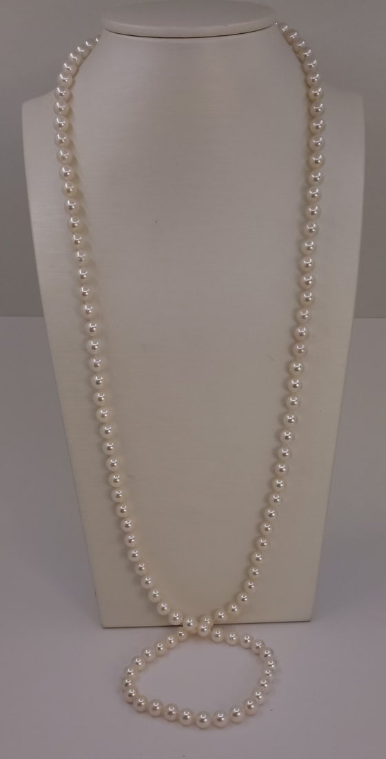 Necklace 6.5x7mm Double Akoya Pearls - 5