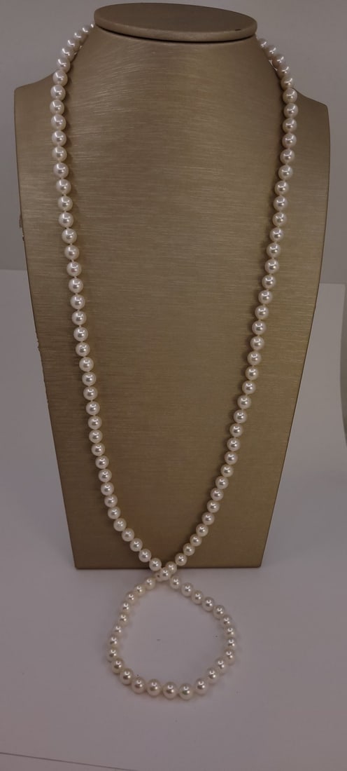 Necklace 6.5x7mm Double Akoya Pearls - 9
