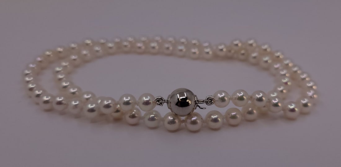 Necklace 5x5.5mm Bright Akoya pearls - 7
