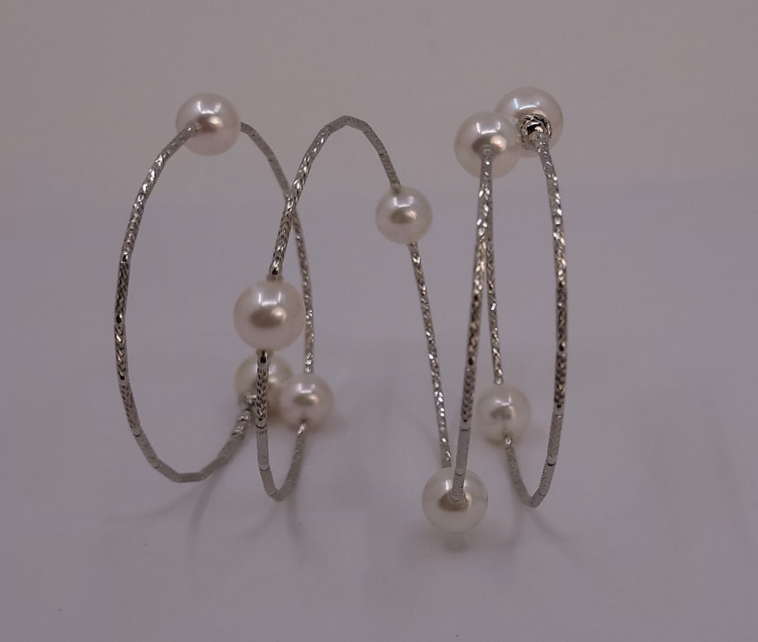 Bracelet - 18 kt. White gold - 8x9mm Akoya Pearls - 8