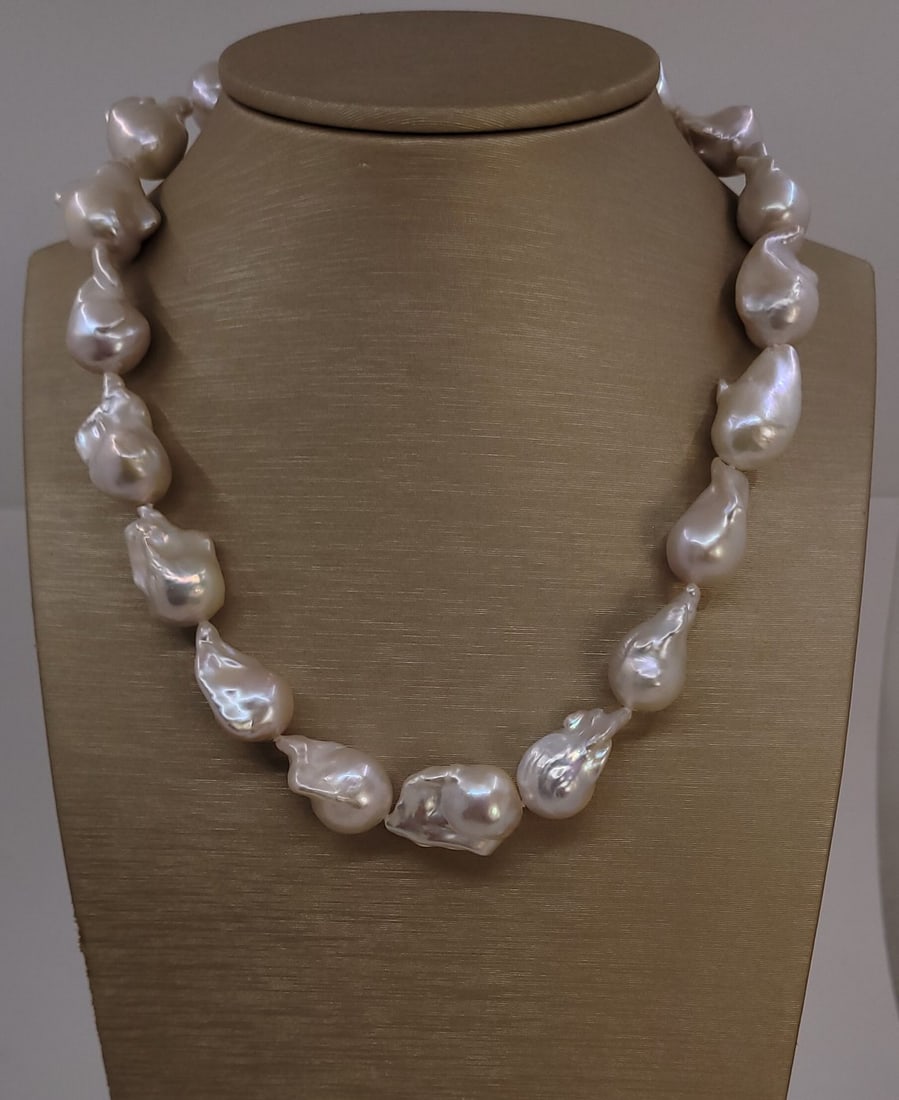 Necklace 13x16mm Baroque Edison Freshwater pearls - 4