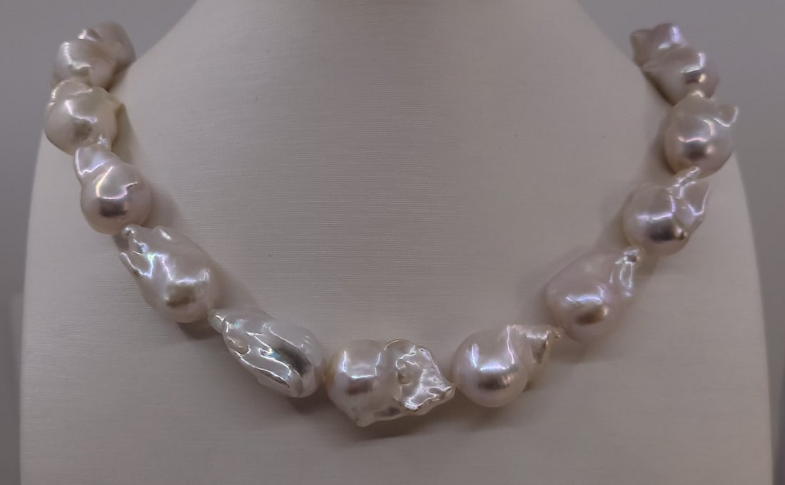 Necklace 13x16mm Baroque Edison Freshwater pearls - 5