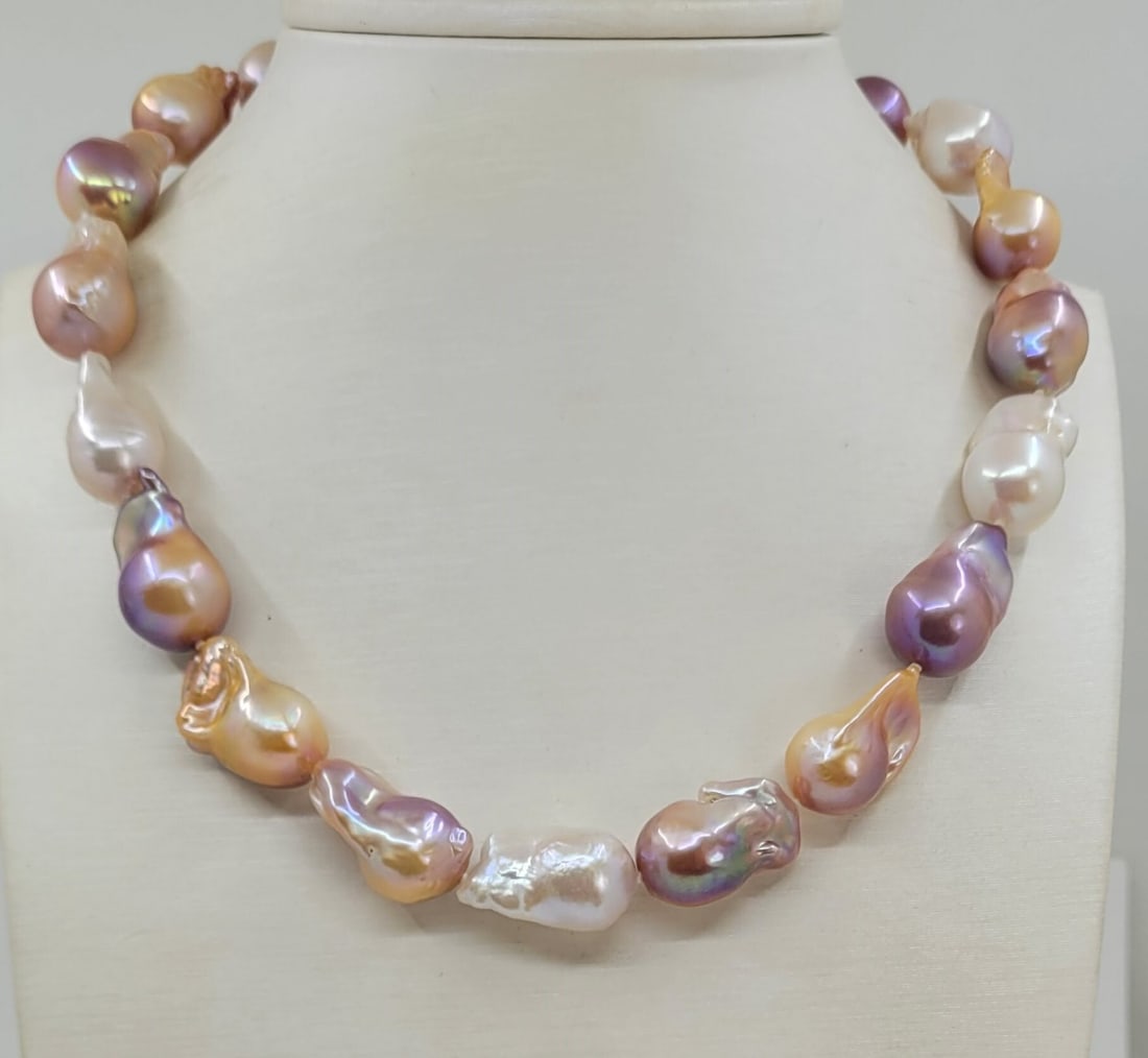 Necklace 13x14mm Baroque Edison Freshwater pearls - 2