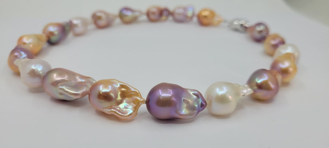 Necklace 13x14mm Baroque Edison Freshwater pearls - 7