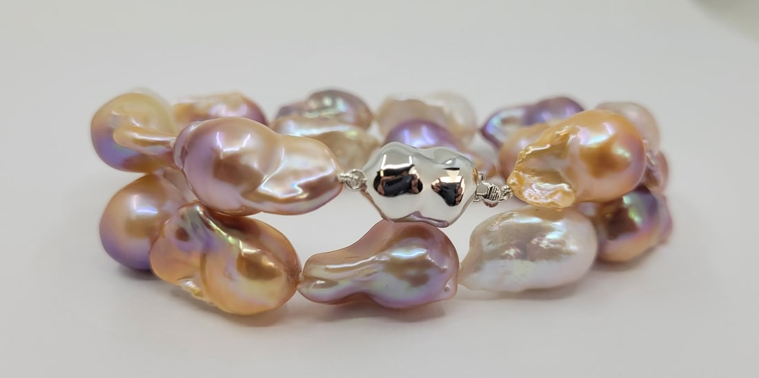 Necklace 13x14mm Baroque Edison Freshwater pearls - 8