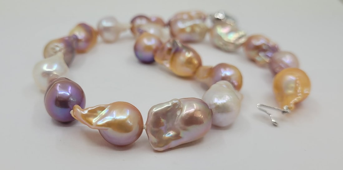 Necklace 13x14mm Baroque Edison Freshwater pearls - 9