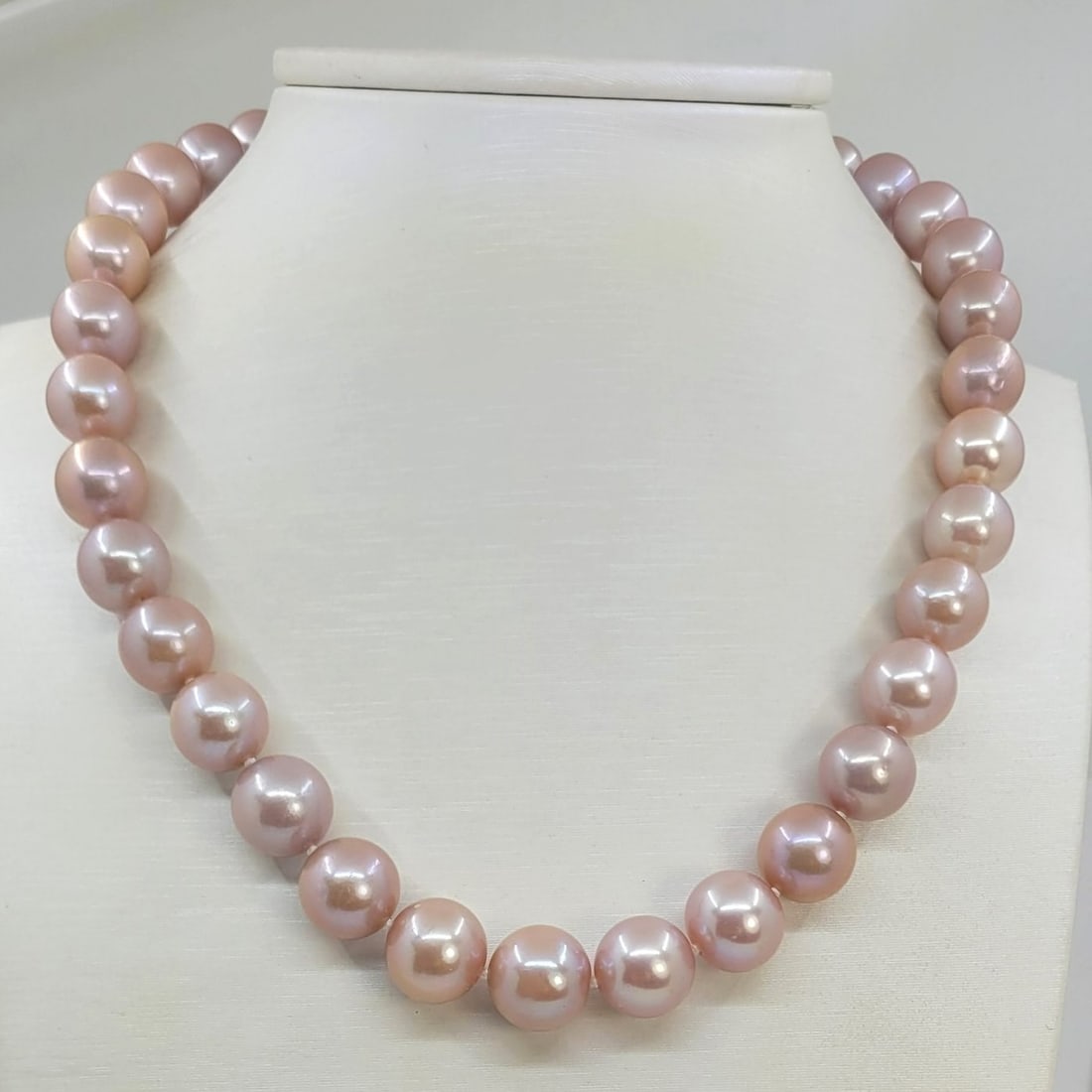 10.5x13.5mm Pink Edison Pearls - 14 kt. White gold - Necklace - 2